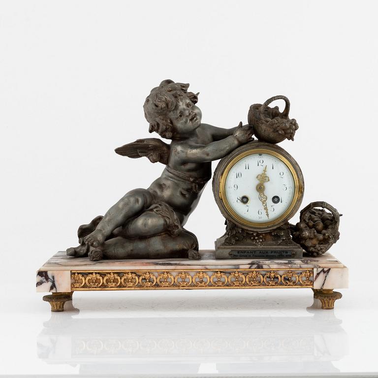 A mantle clock, Louis and Francois Moreau, France, early 20th Century.