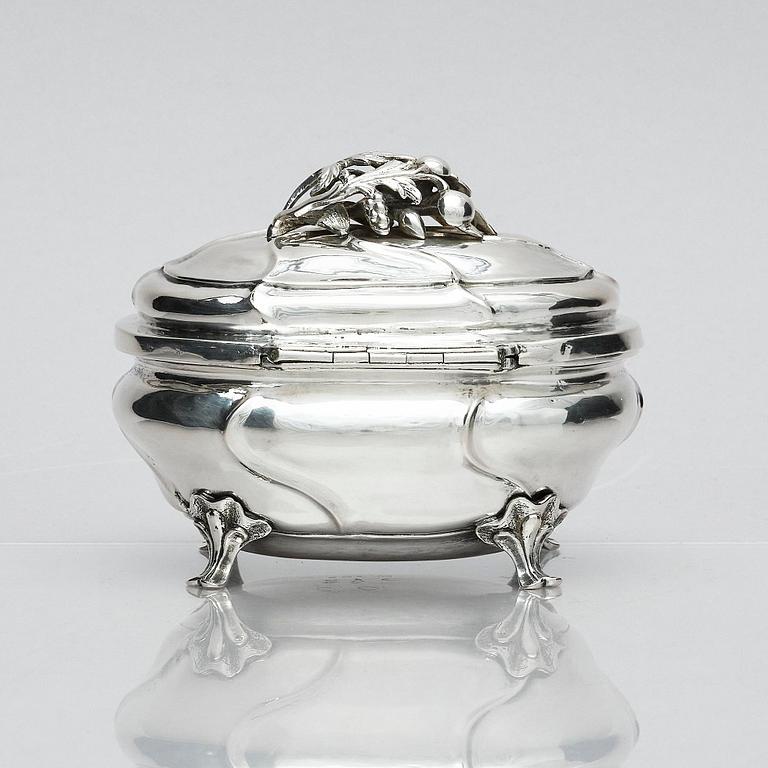 A Swedish Rococo 18th Century silver sugar-casket, marks of Petter Davidsson, Norrköping 1750.