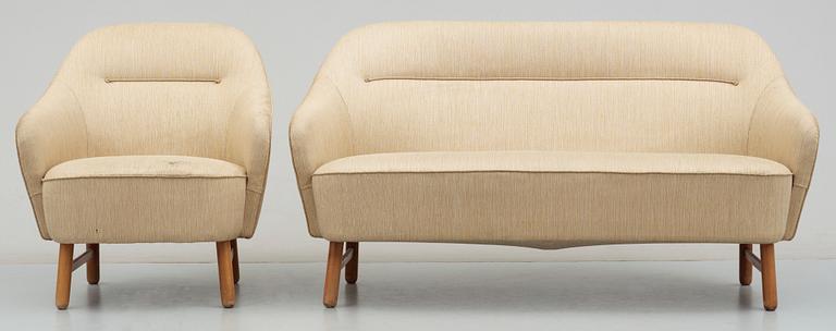 SOFFA samt FÅTÖLJ, 1950/60-tal.