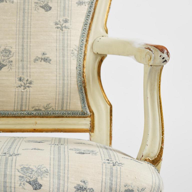 A pair of Swedish rococo armchairs, Stockholm, later part 18th century.