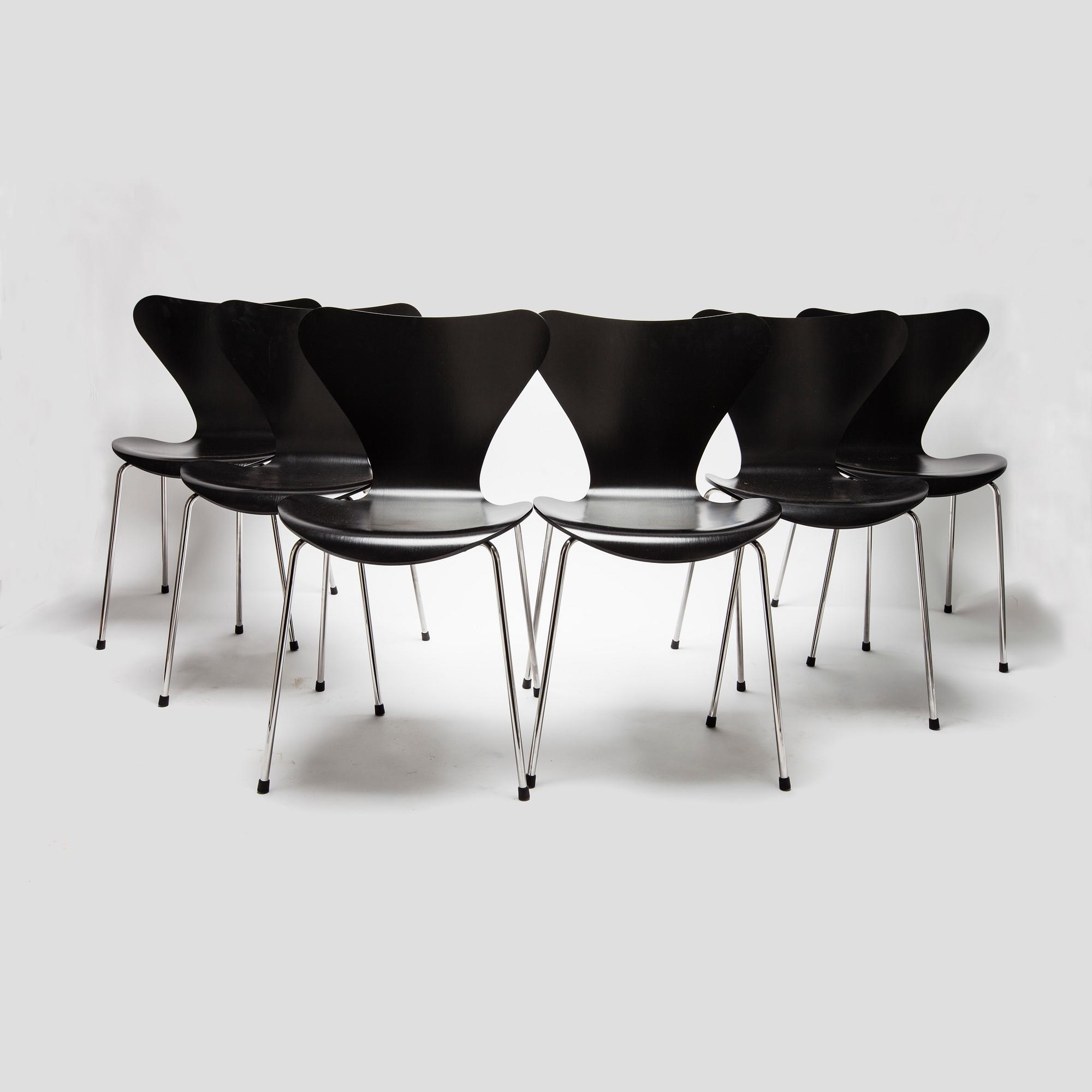STOLAR, 6 st, "Sjuan", Arne Jacobsen, Fritz Hansen, 2000-tal.