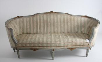 SOFFA MED KARMSTOLAR, 1+2, gustaviansk stil.