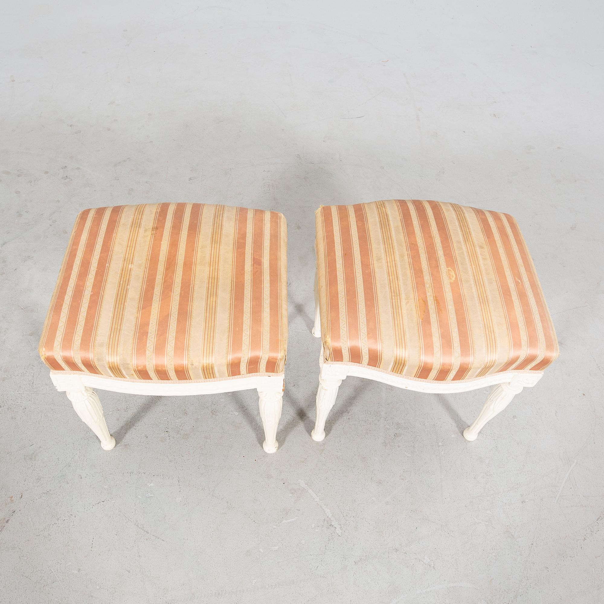 Carl Johan Wadström, a pair of signed late Gustavian signed stools.