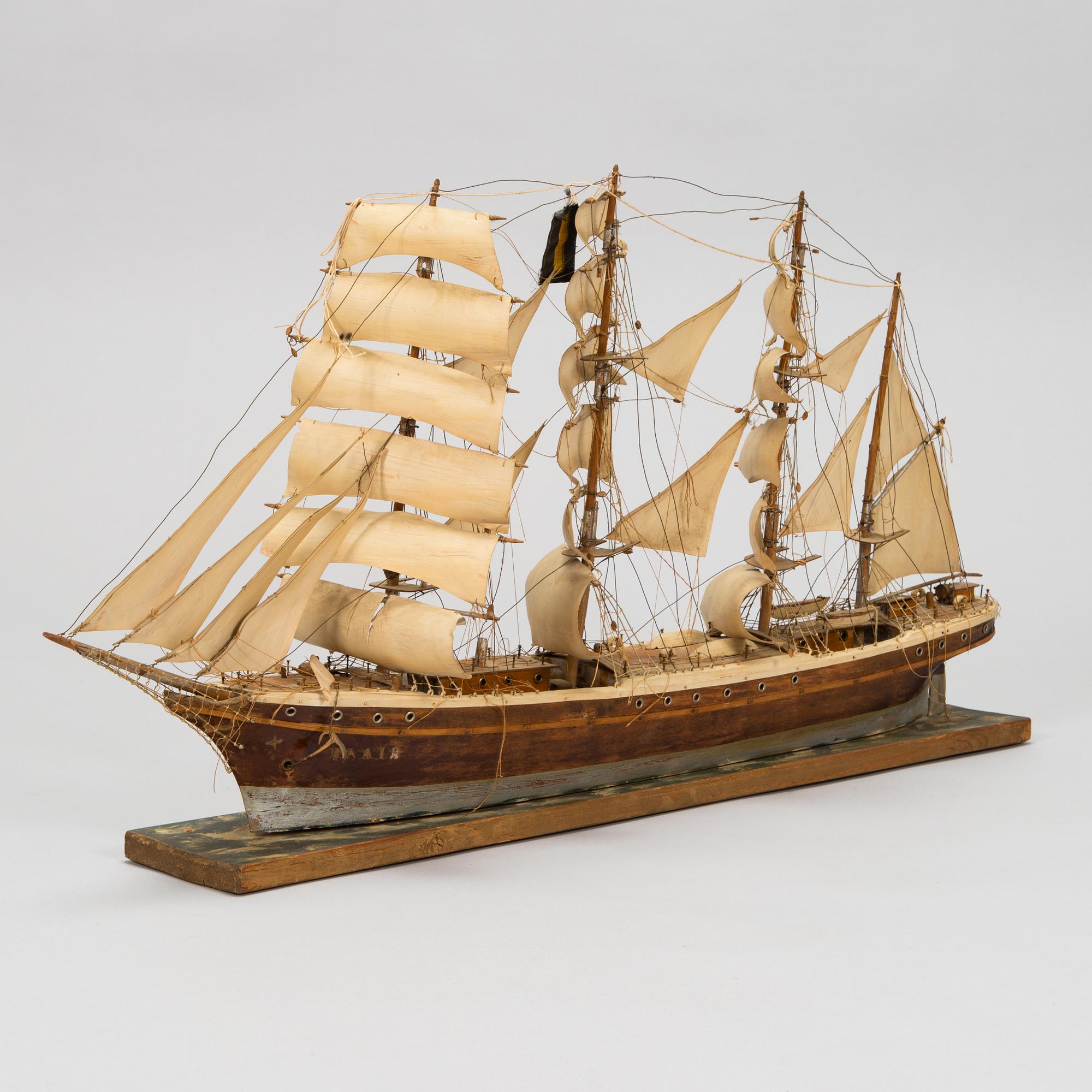 Model ship, four-masted barque "Pamir", early 20th century.