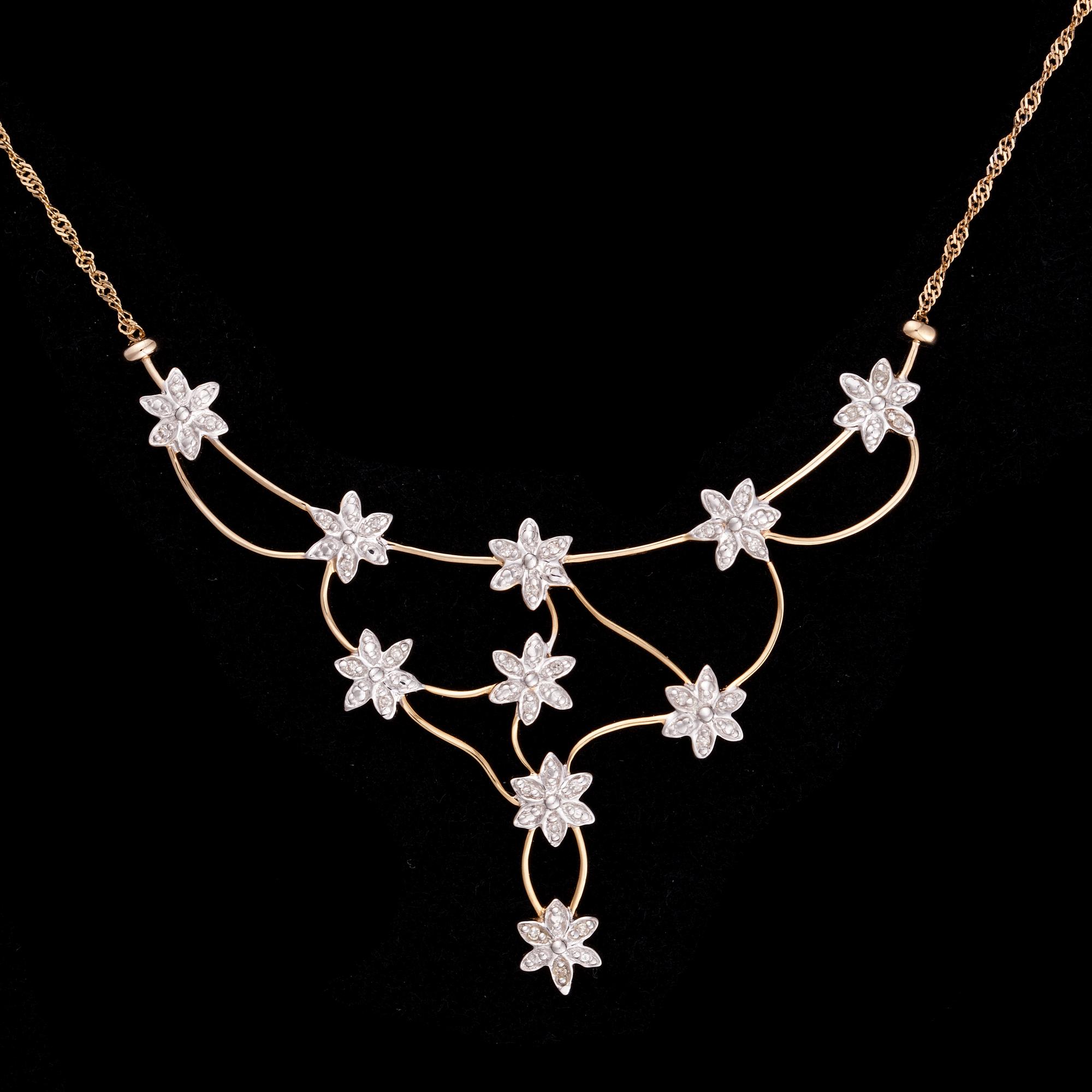 HALSSMYCKE, 14K guld, diamanter. Vikt ca 6,9 g.