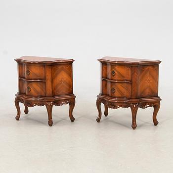 Pair of Louis XV style bedside tables, mid/second half of the 20th century.