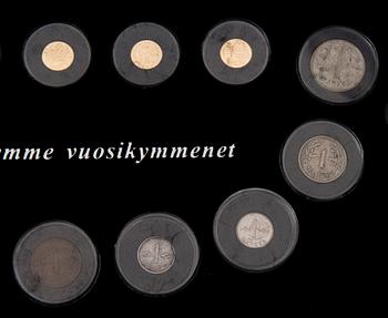 A 1900-2000s Finnish coin collection, partly gold.
