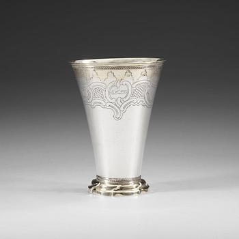 809. A Swedish 18th century parcel-gilt beaker, marks of Petter Eneroth, Stockholm 1778.
