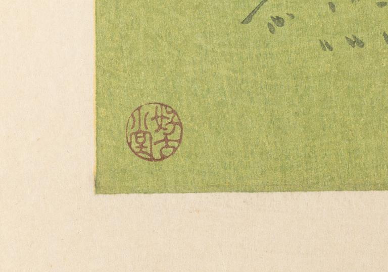 Fem träsnitt ur mapp utgiven av Tokyo Bijutsu Kankokai (Tokyo Art Publishing Association", tidigt 1900-tal.