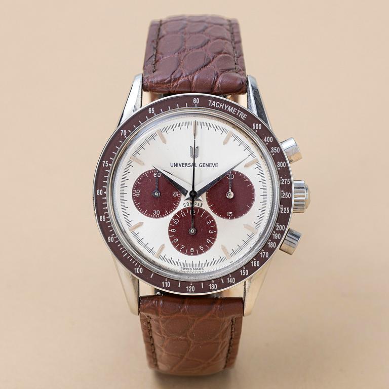 Universal Geneve, Compax 1950, "Baby Nina", "Burgundy", ca 1990.