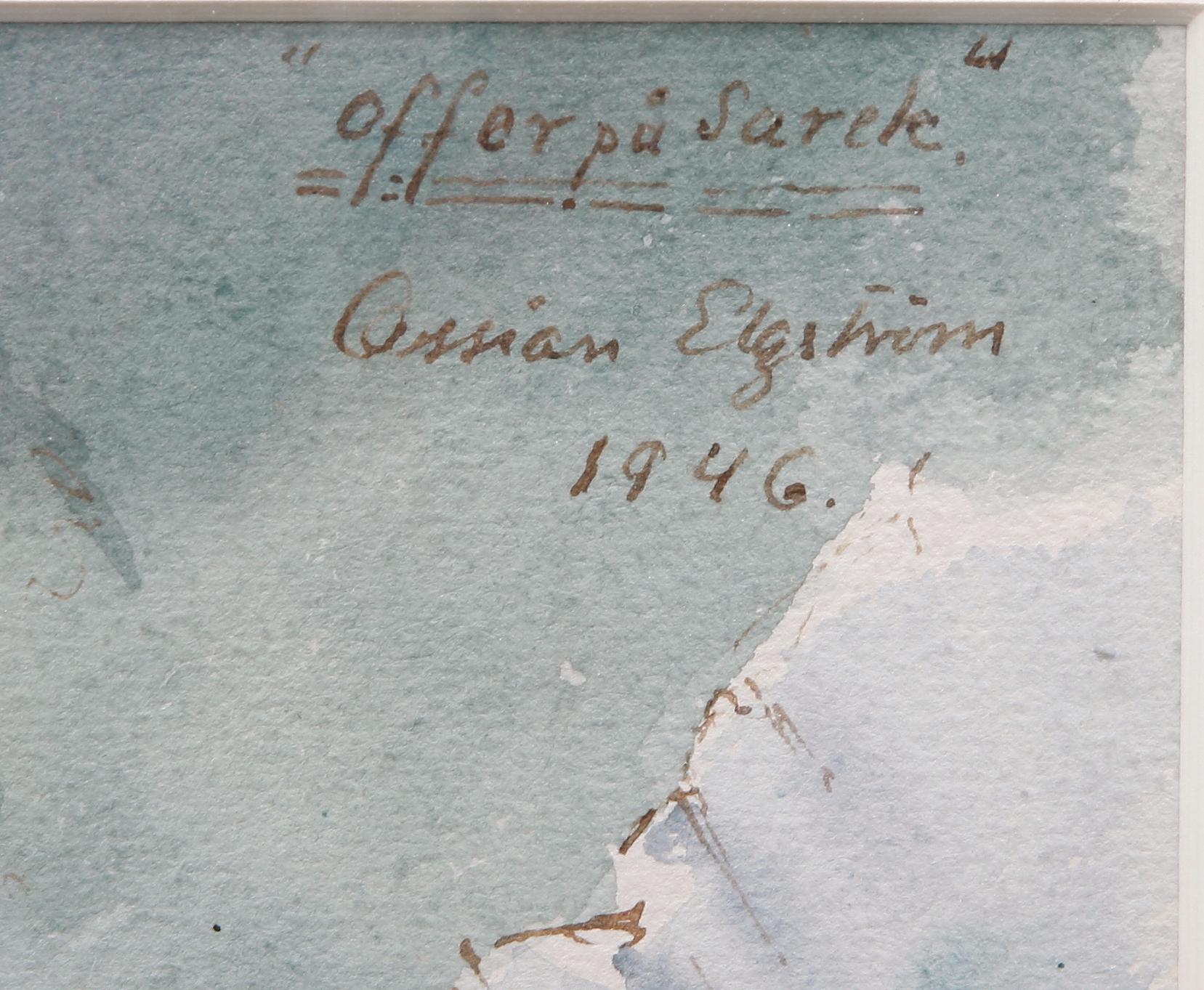 OSSIAN ELGSTRÖM, akvarell. Sign och dat 1946.