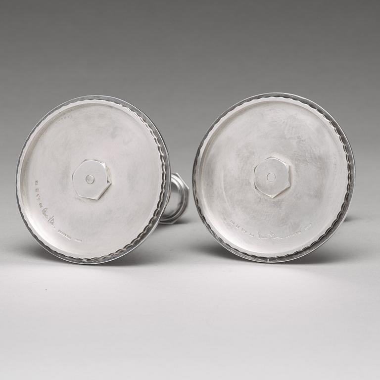 Wiwen Nilsson, ljusstakar, ett par, Lund 1948 och 1956, sterling.