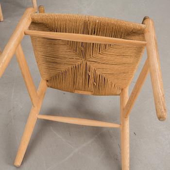 KARMSTOLAR, 6, "Y-stolen", Hans J Wegner, etikettsmärkt Carl Hansen & Søn, Møbelfabrik Odense. 1970-tal.