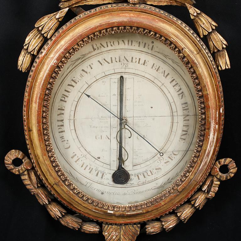 A LOUIS XVI THERMOMETER AND BAROMETER, FRANCE, LATE 18TH CENTURY.