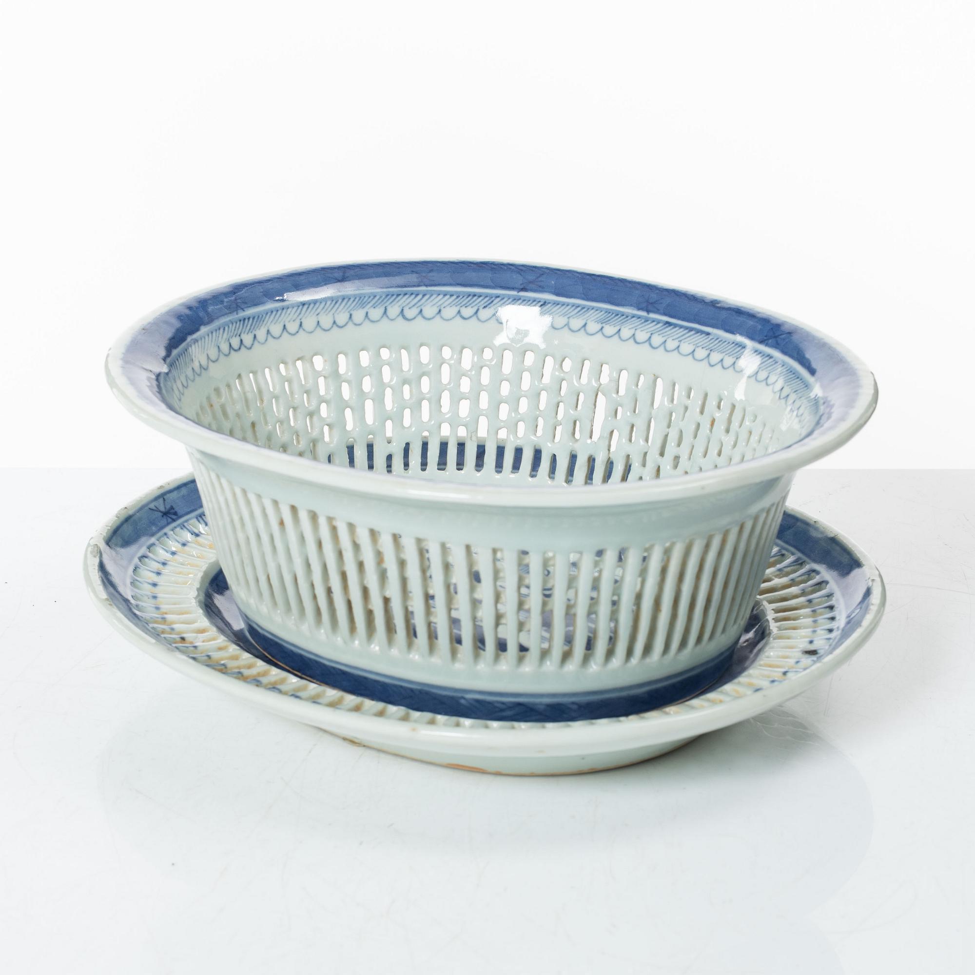 Gallerskål med fat, kompaniporslin, Kina, Qingdynastin, 1800-tal.
