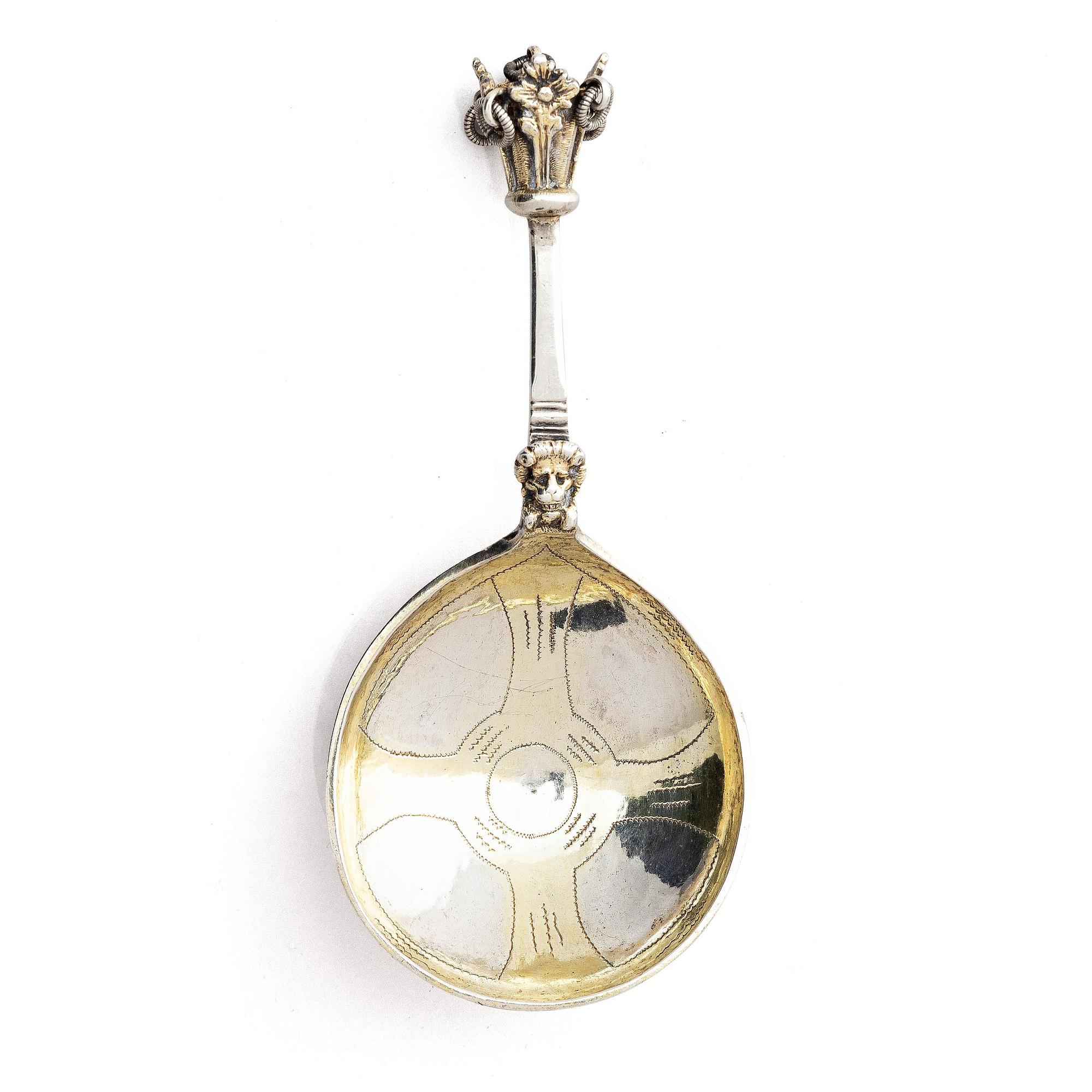 Conrad Heitmüller, sked, delvis förgyllt silver, Nyköping 1775.