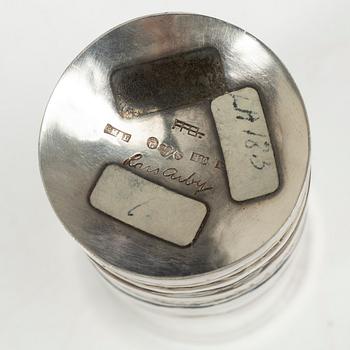 Lars Arby, bägare/vaser, ett par, sterlingsilver och emalj, Göteborg, 1982.