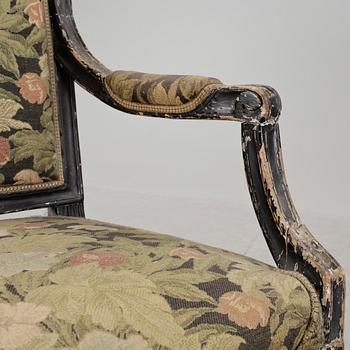 KARMSTOLAR, ett par, gustavianska, 1700/1800-tal.