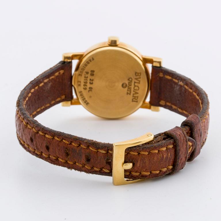 BVLGARI, wristwatch, 18K gold, 23 mm, Ref nr BB 23 GL, black dial, quartz.