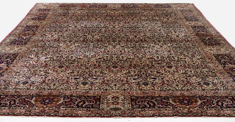 An antique silk Keshan of 'Arabesque' design, Central Persia, c. 410 x 297 cm.