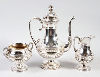 KAFFESERVIS, 3 delar. Nysilver. GAB, Stockholm.