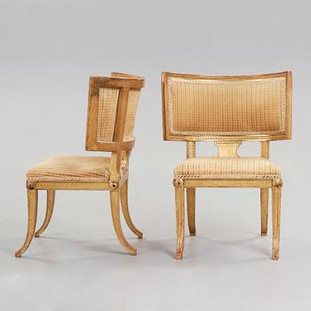 A pair of Swedish late Gustavian 1790's klismos chairs.