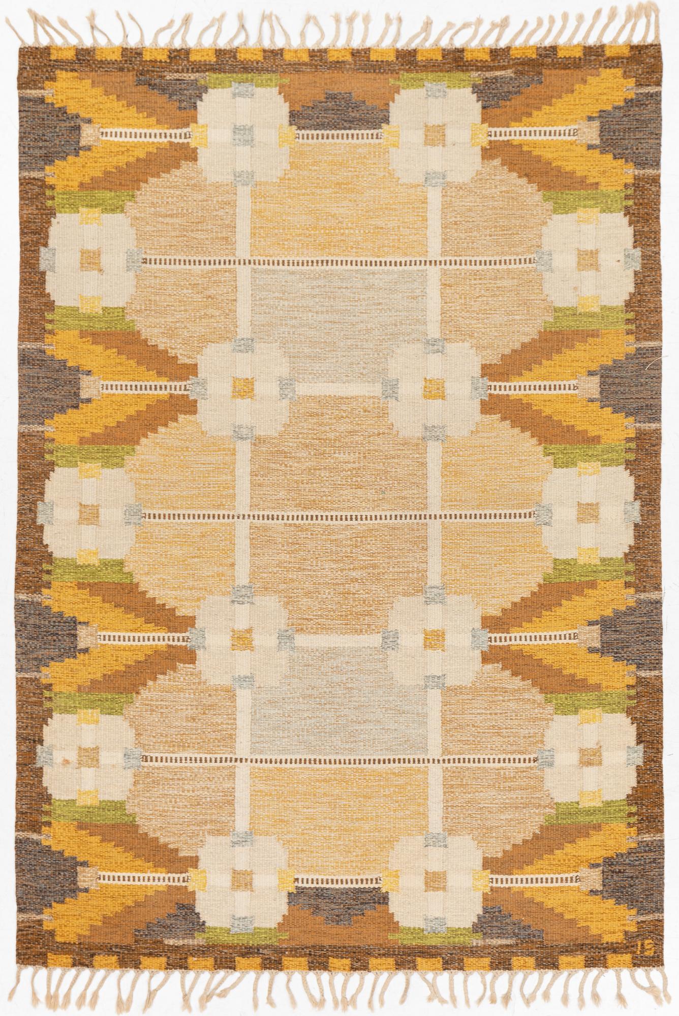 Ingegerd Silow, matta, rölakan, "Dellen", ca 235 x 165 cm, signerad IS.