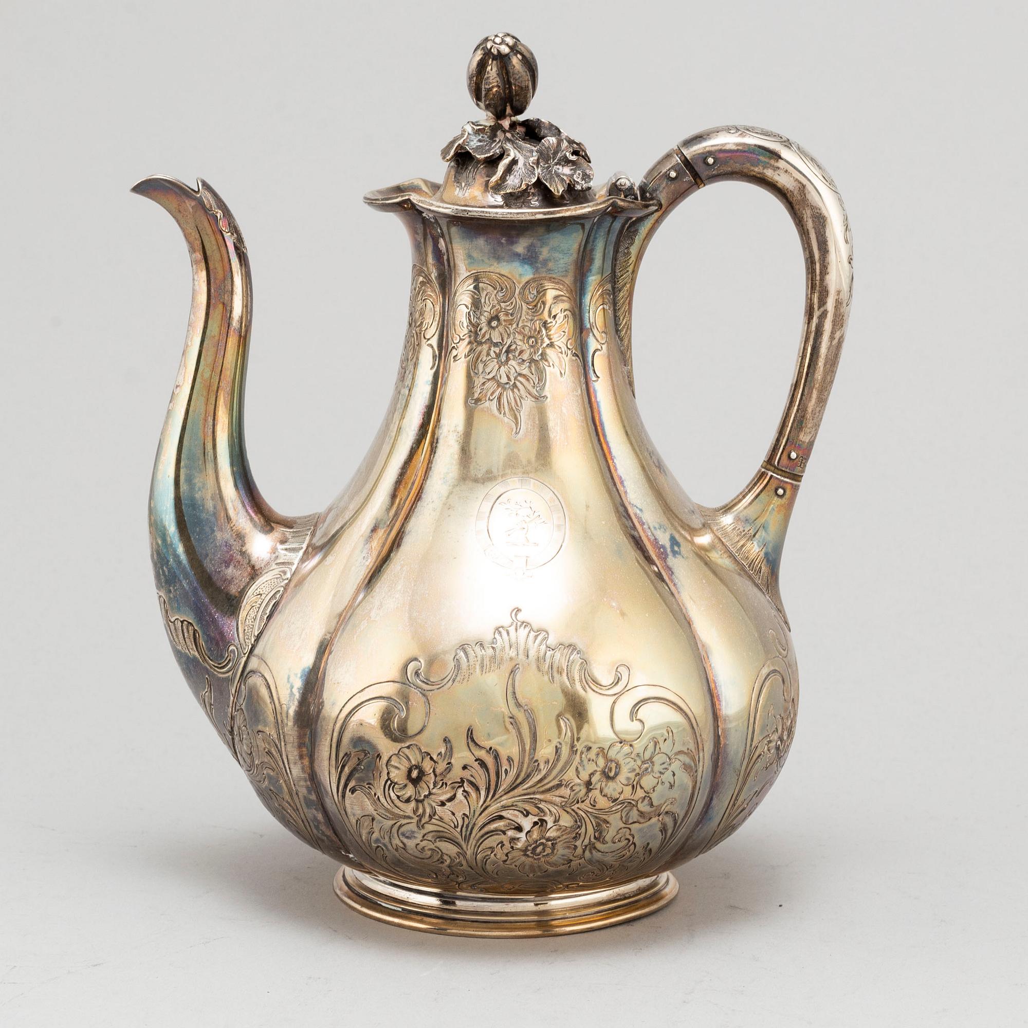 Charles Reily & George Storer, a silver coffee pot from London, England, 1843.