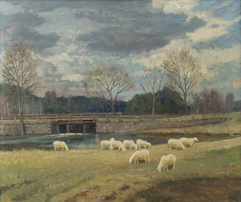 Greta Gerell, Landscape with sheep.
