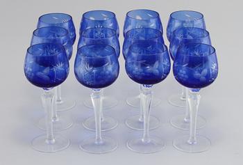 VINGLAS, 12 st, glas, 1900-talets andra hälft.