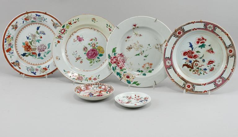 PARTI PORSLIN, 6 delar, Kina, 1700-tal.
