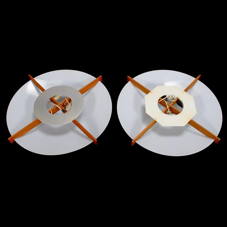 Two plafond ceiling lamps "Plafo" by Uno och Östen Kristiansson, Luxus, Osby, Sweden.