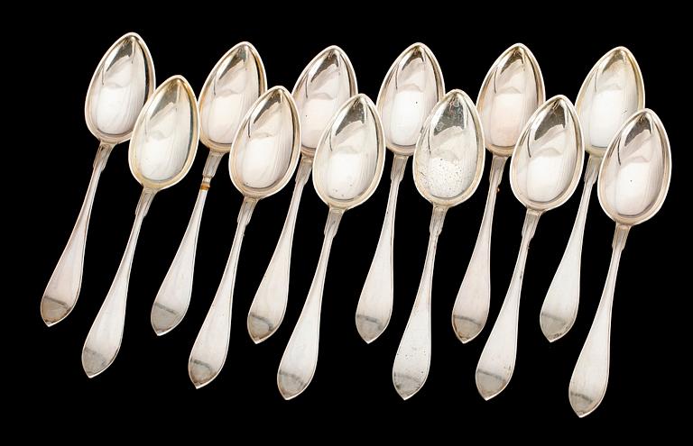 BORDSSKEDAR, 12 st. Silver. I Sundström, Stockholm 1916. Tot 460 g.