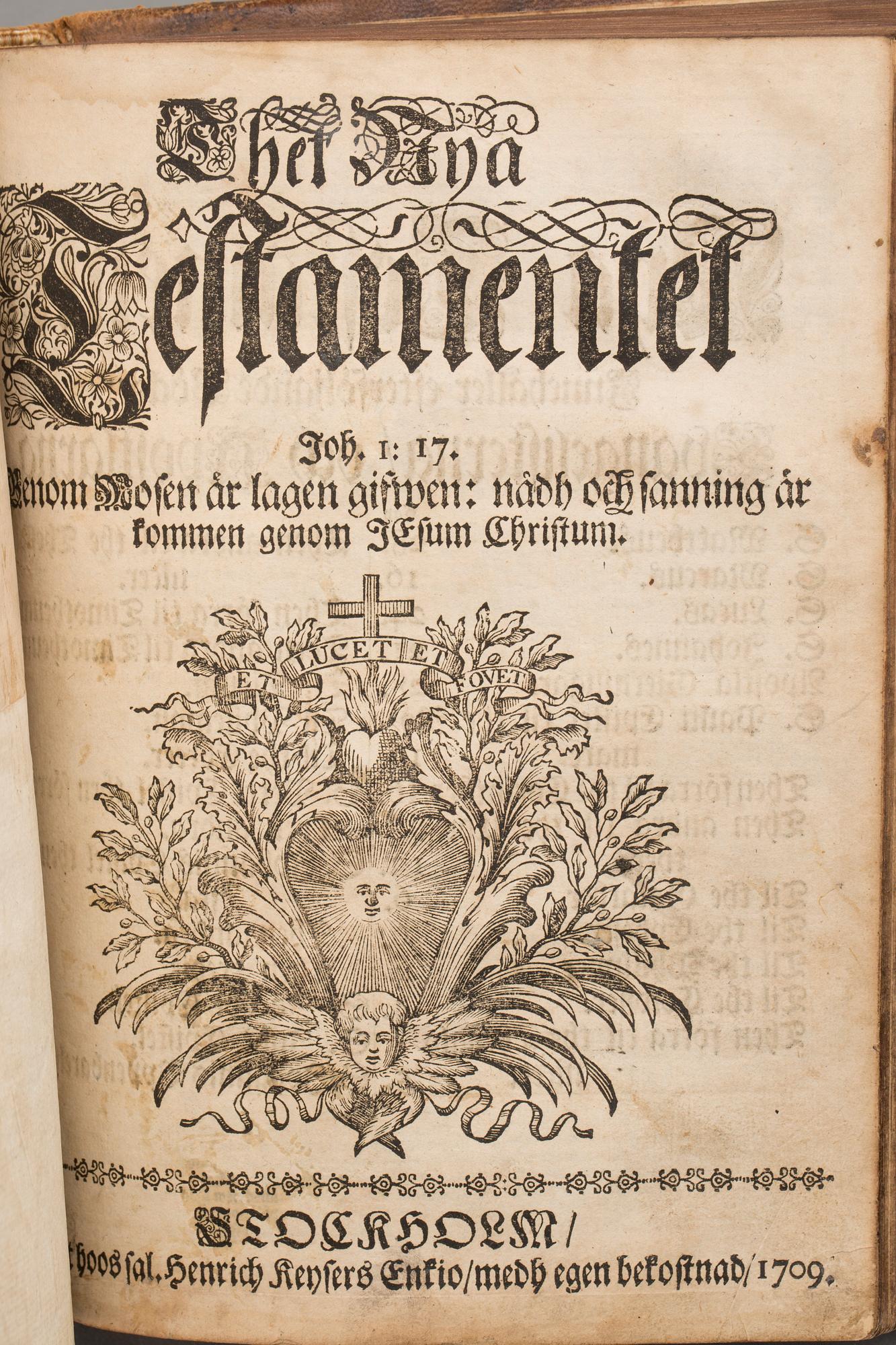 KARL XII:S FÄLTBIBEL, "Biblia, thet är all then Helga skrift på swensko...", Stockholm, 1709.