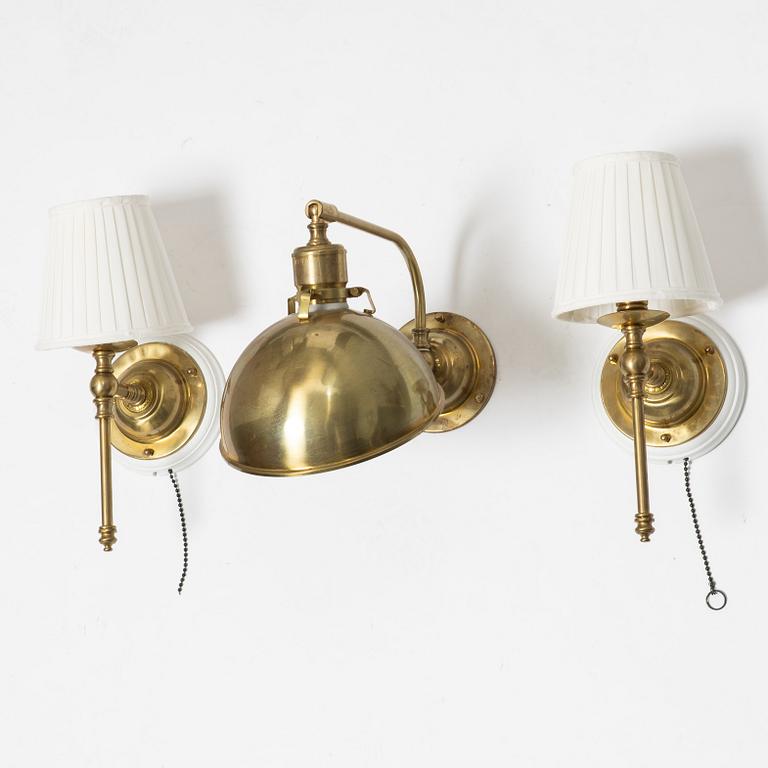 Wall lamps 1 pair + 1, Karlskrona Lamp Factory, period.
