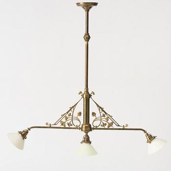 Ceiling lamp, so-called billiard lamp, Art Nouveau, early 20th century.