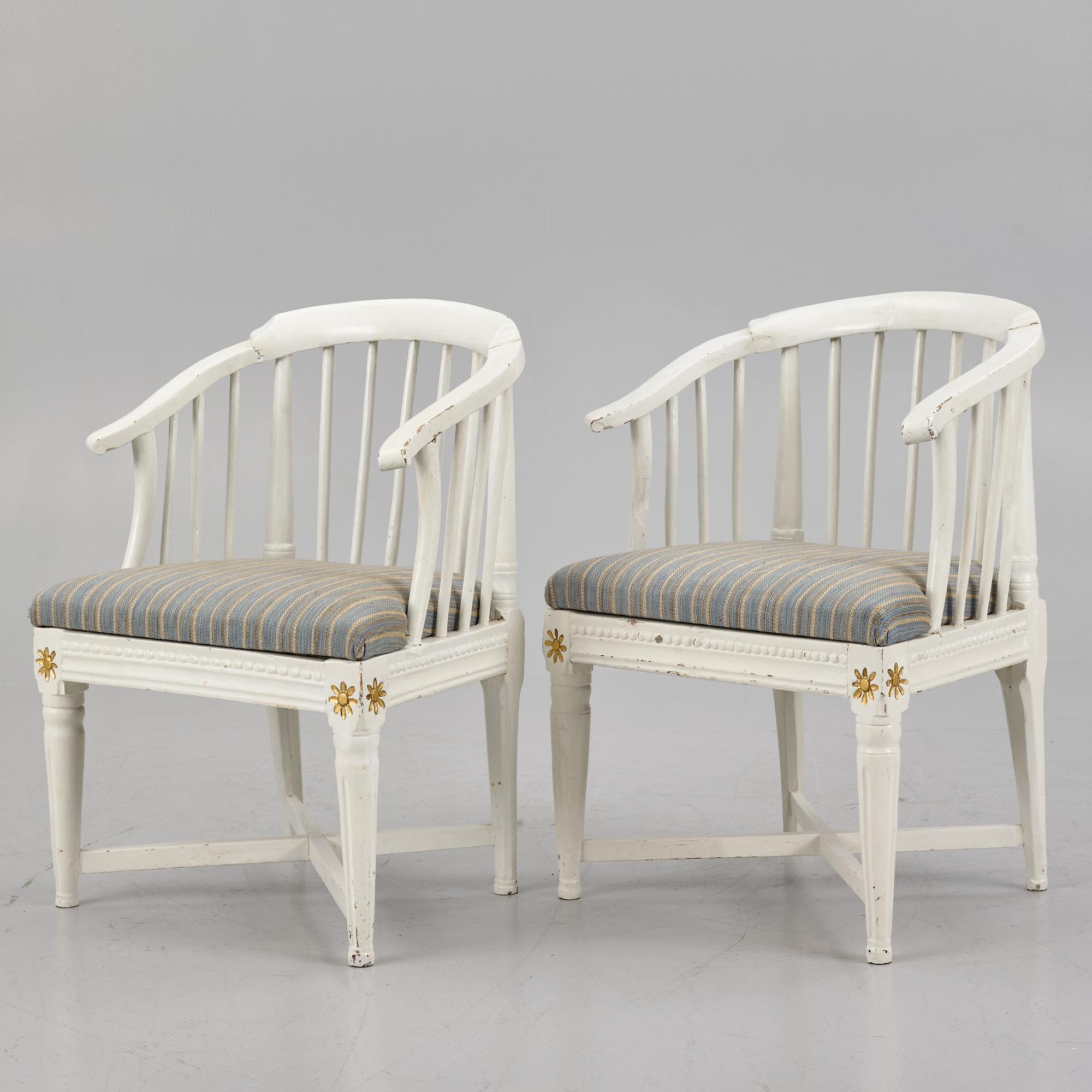 A pair of armchairs, Sweden, ealry 19th century.