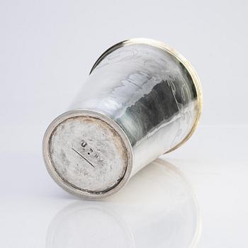 Christopher Richter, bägare, delvis förgyllt silver, Stockholm 1696. Karolinsk.