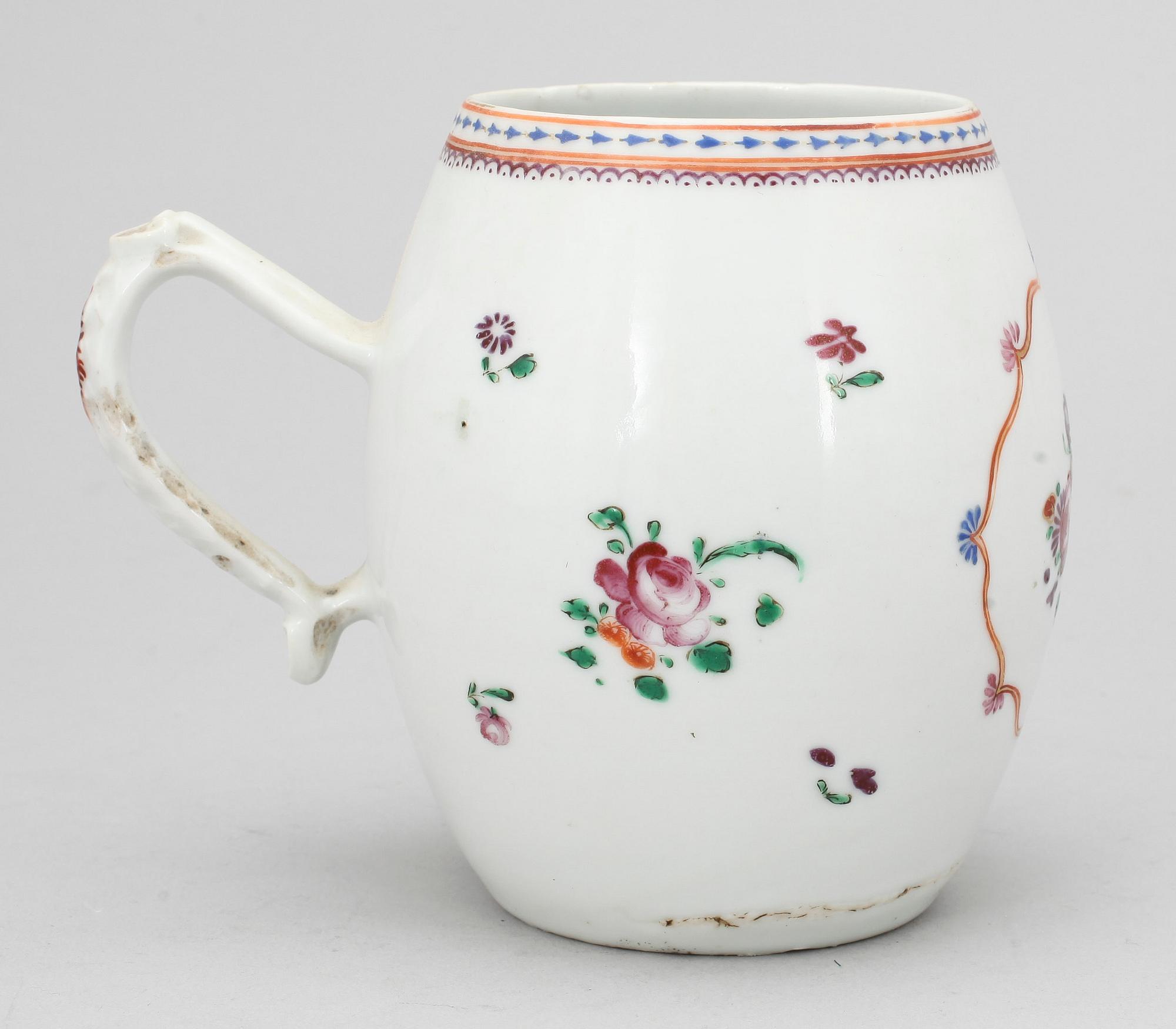 MUGG, kompaniporslin. Qing dynastin, Qianlong (1736-95).