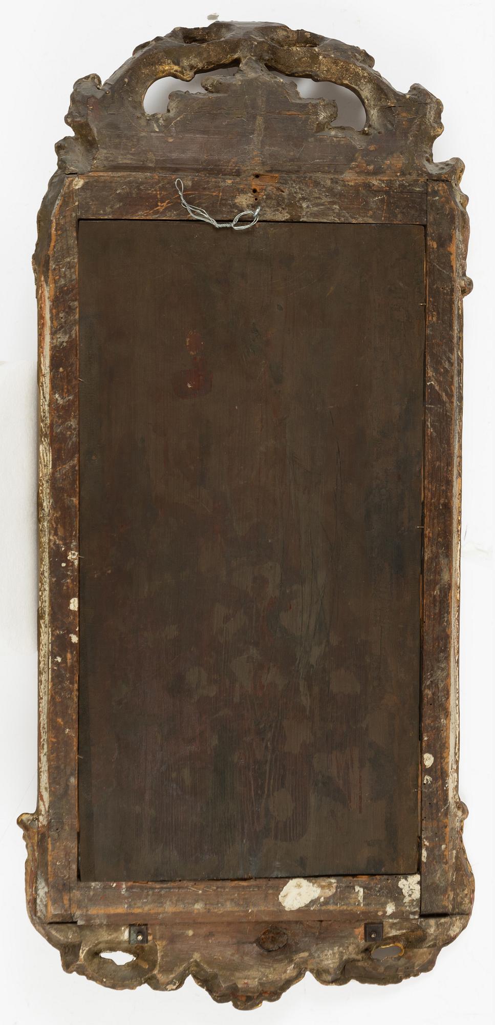 A pair of Swedish rococo two-light girandole mirrors, later part 18th century.