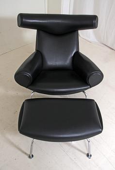 FÅTÖLJ med FOTPALL, "Ox-chair", Hans J. Wegner, Erik Jörgensen.
