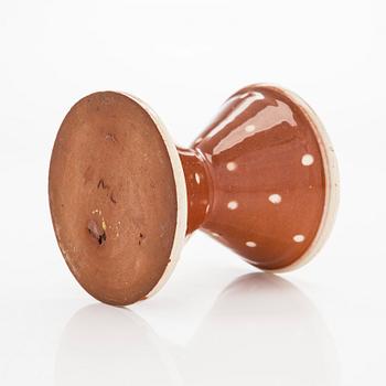 Marita Lybeck, candlestick, red clay, signed ML.