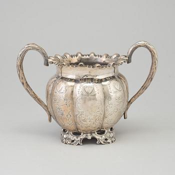 A silver sugar bowl, London, England, second half of the 19th century.