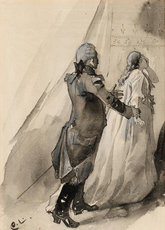 Carl Larsson, Figurkomposition med 1700-talsgestalter.