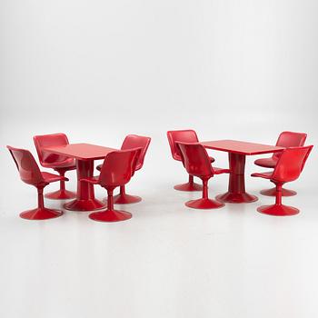 Yrjö Kukkapuro, two 'Saturnus' tables and eight chairs, Haimi, Finland, 1970's.