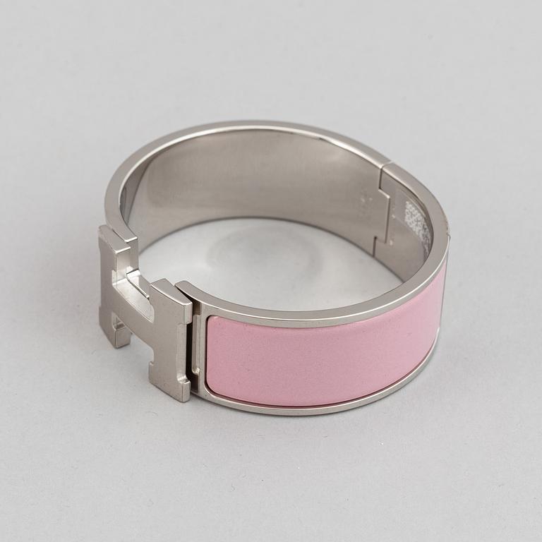 Hermès, armband, "Clic Clac H, Rose/Nacarat Silver".
