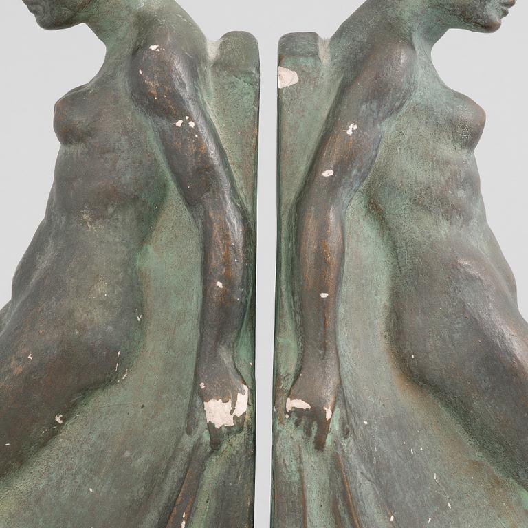 Erik Elenius, a pair of Swedish Grace bookends, 1920's.