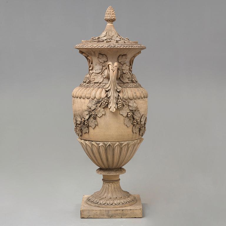 A Swedish Höganäs 1860's stoneware garden urn by Ferdinand Ring.