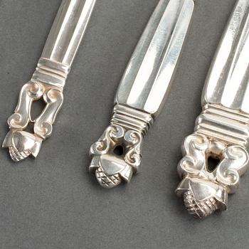 A Danish set of 48 pcs of sterling cutlery, Johan Rohde for Georg Jensen Denmark 20th century total weight ca 2420 gr.