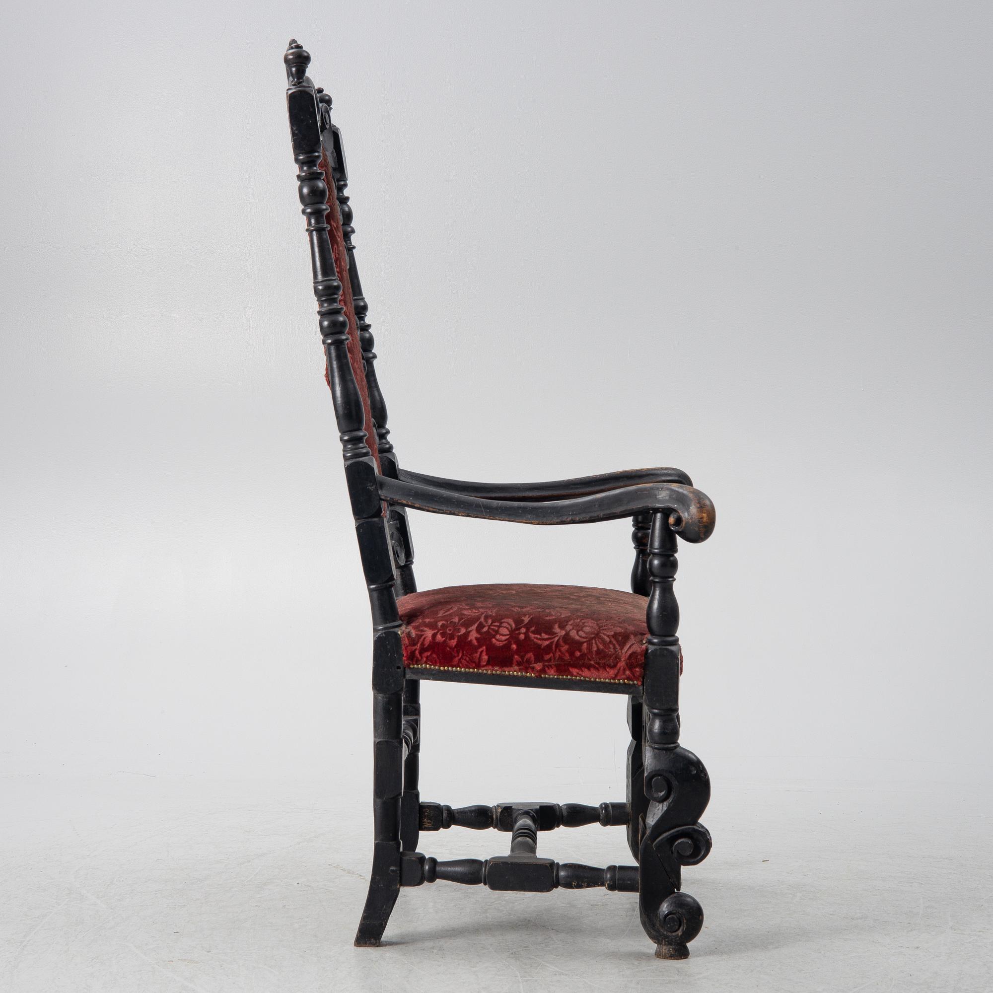 Karmstol, barockstil, omkring 1900 med äldre delar.